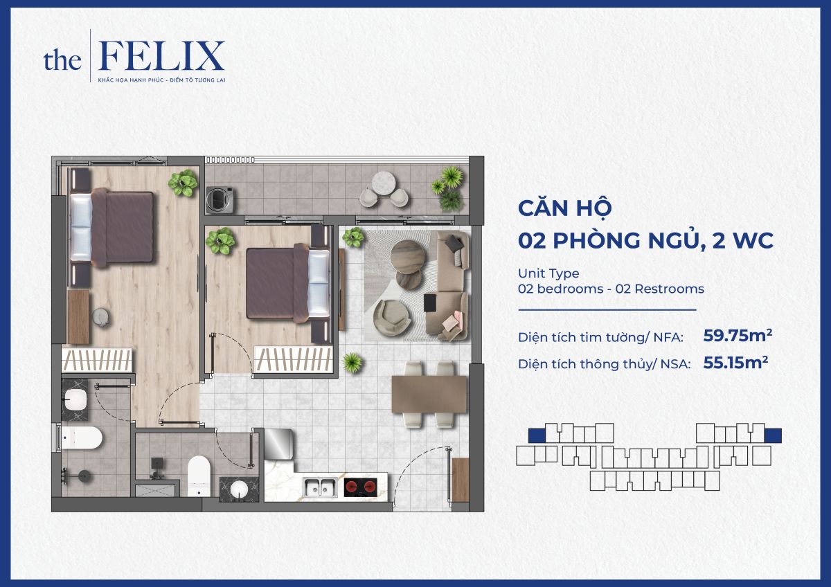 Thiết kế chi tiết căn hộ the felix thuận an