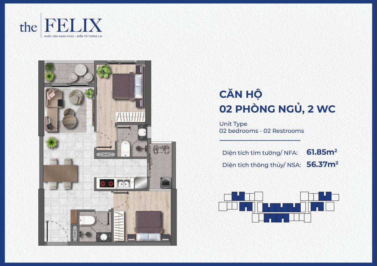 Thiết kế chi tiết căn hộ the felix thuận an