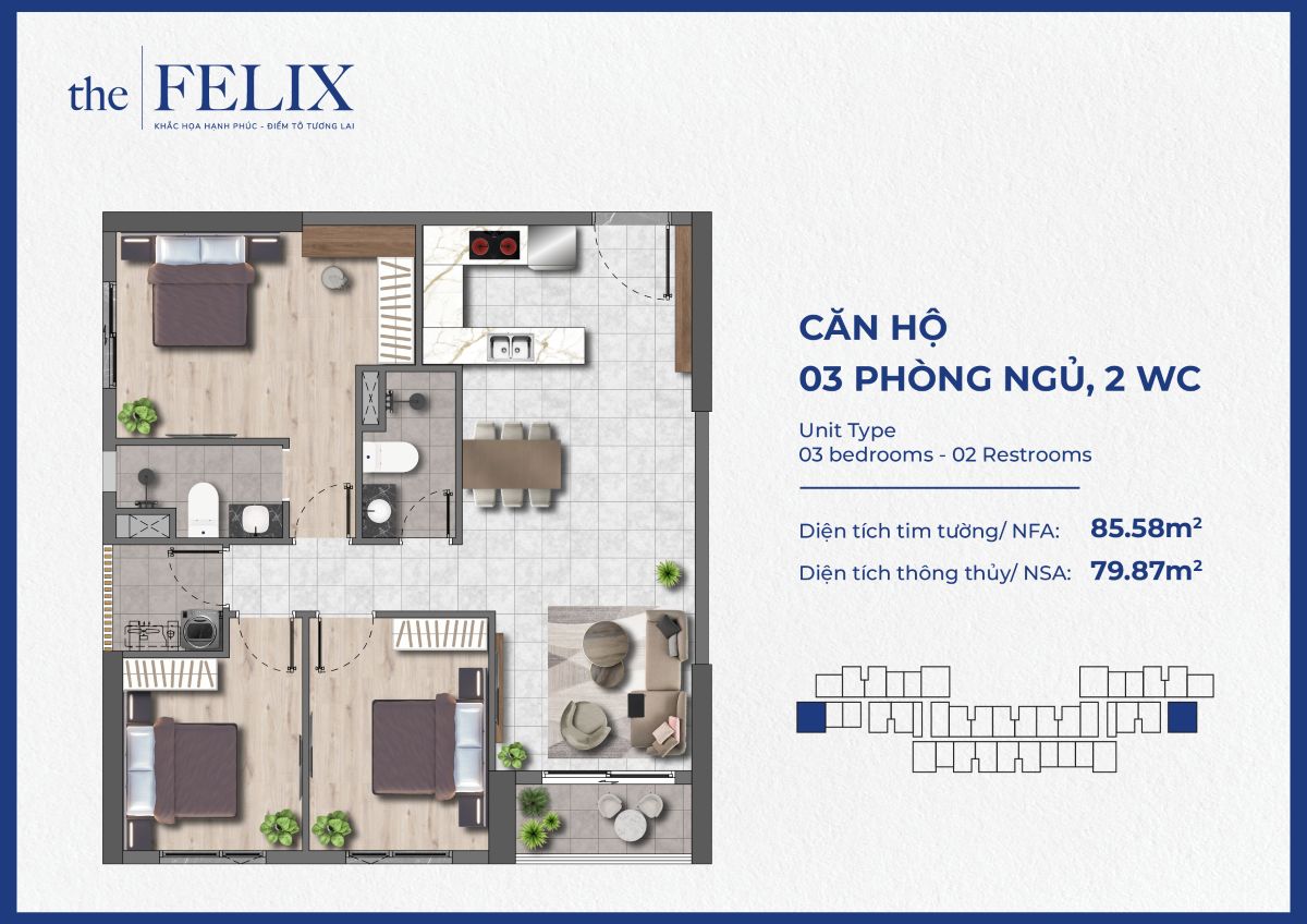 Thiết kế chi tiết căn hộ the felix thuận an