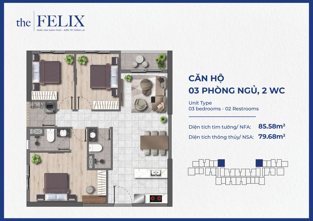 Thiết kế chi tiết căn hộ the felix thuận an